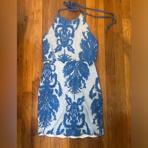 Blue and White Halter Dress